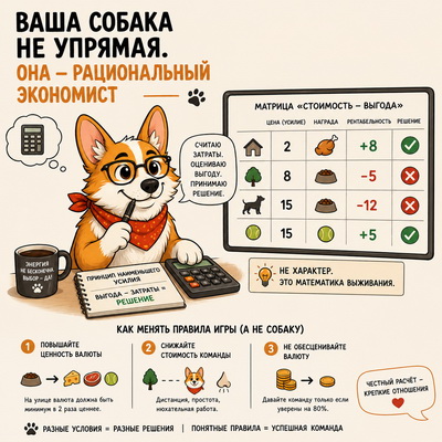 Собака выбирает награду: еду, игру, похвалу и свободу